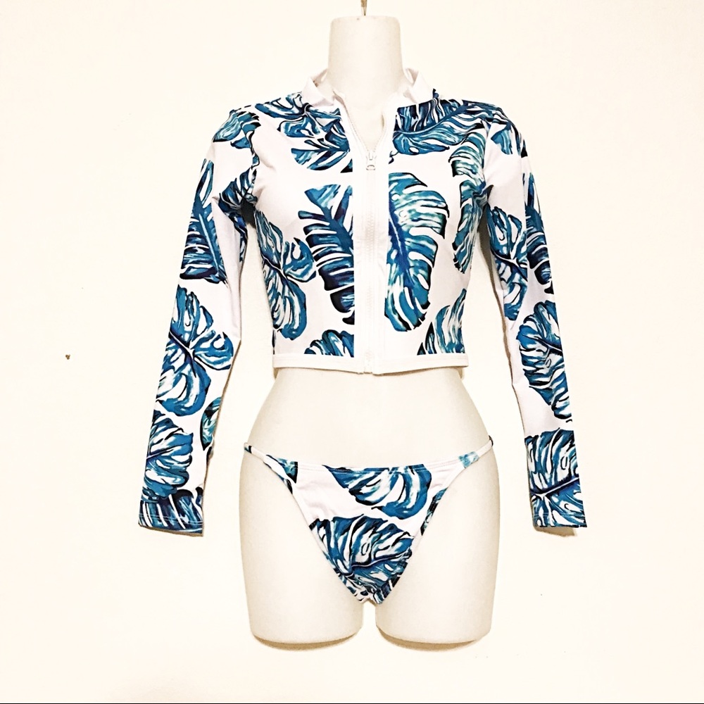 Long Sleeve Rash Guard European Bikini Tropical - Picture 7 of 8